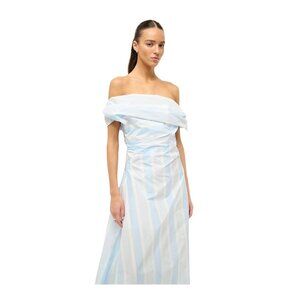 STAUD Lipari Adriatic Stripe Off-Shoulder Maxi Dress Size 6